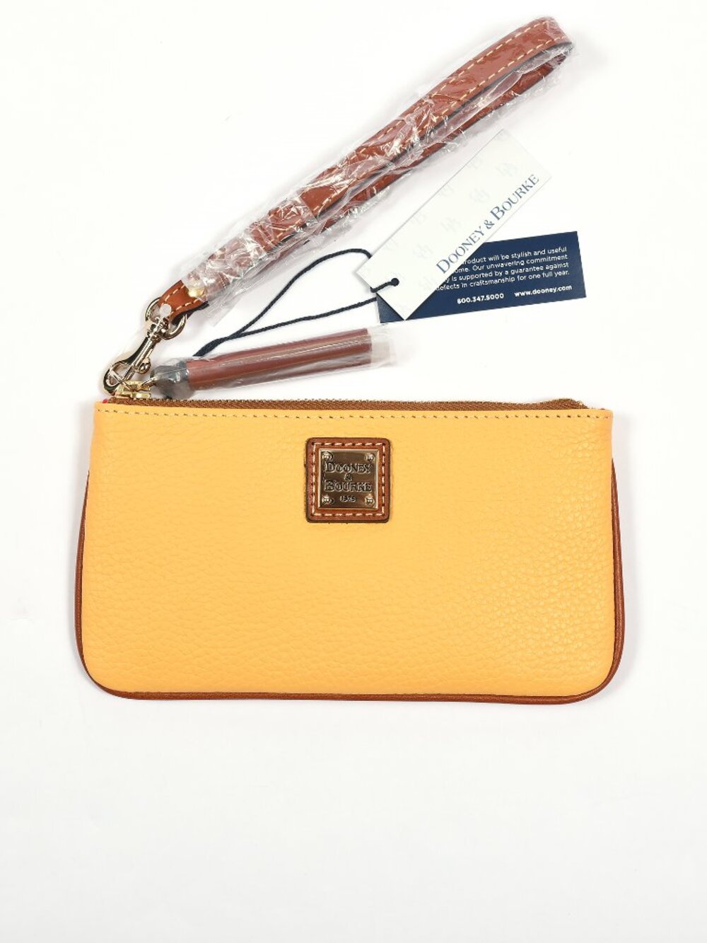 Dooney & Bourke Pebble Leather Wristlet Lemon Yellow ZR0263 LE NWT